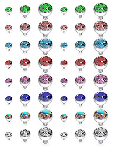 14G Dermal Piercing Jewelry Tops Base Titanium Dermals Anchor Tops Piercing for Women Men Opal CZ Turquoise Flat Moon Star Heart Ball 2MM 3MM 4MM Dermal Piercing Tops 9-48Pcs - Main Image