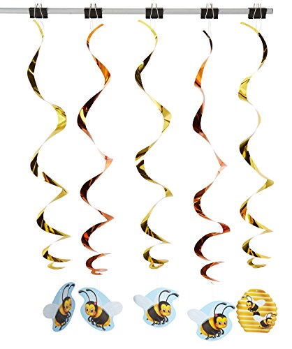 Beistle 5-Pack Bumblebee Whirls, 3-Feet 4-Inch