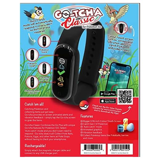 Pokemon: Pokemon Go GO-TCHA Classic LED-Touch Wristband Accessory - Auto Catch and Auto Spin - Black/Grey (Mobile)