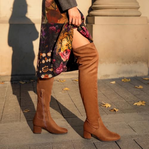DREAM PAIRS Women's Over The Knee Thigh High Boots,Brown/Suede,8.5 - image 3