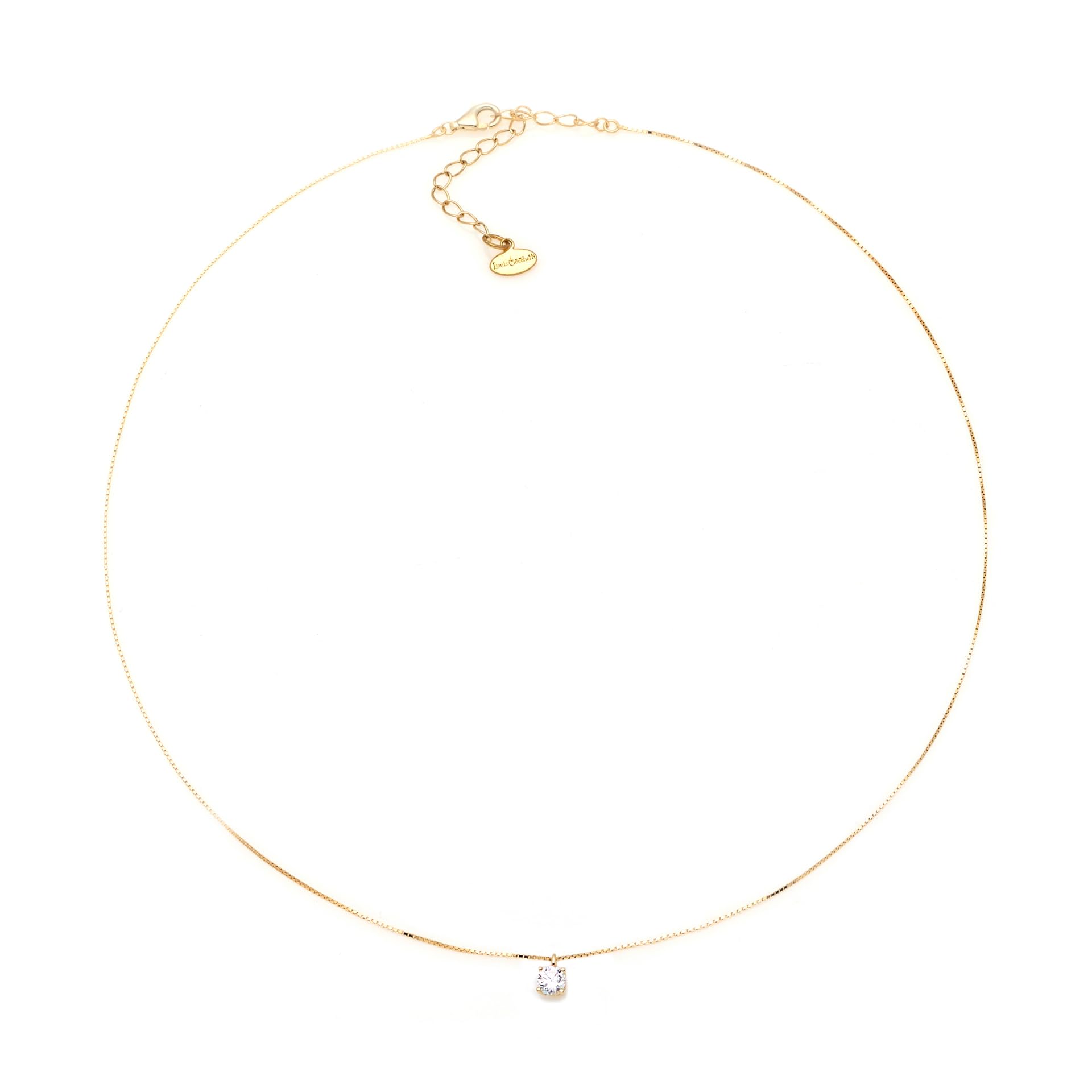 Louis Ciocchetti desde 1887 Collar de Plata 925 con Punto de Luz Circonita 5A, Ajustable, Elegante y Refinado
