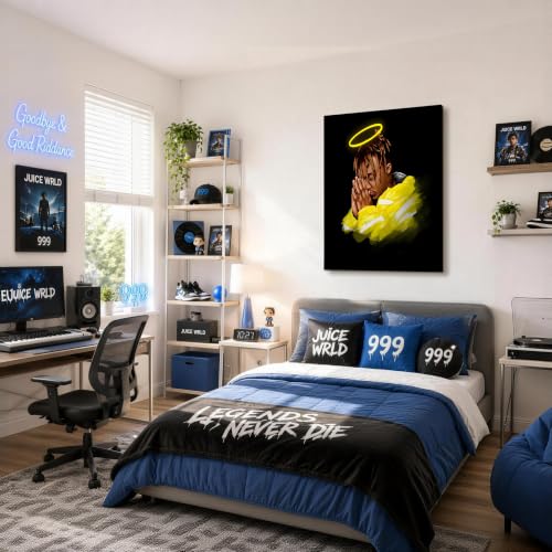 Image of Juice WRLD Canvas Wall Art, Rapper Collage Poster Print, Hip Hop Music Artwork for Bedroom Studio Gaming Room Decor, Vibrant Album Cover Picture Print Framed Music Wall Painting 16X20 inch