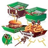 50-Piece Football Party Food Tray Box Kit - 30 Oil-Resistant Paper Snack Trays & 20 Goalpost and Football Picks for Nachos, Popcorn, Chips at Super Bowl, Tailgate, College Games, Sports Birthdays