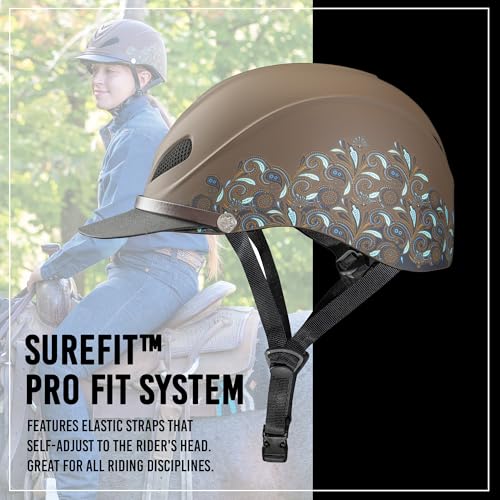 Troxel Dakota Trail Horse Riding Helmet, Low-Profile Light Adjustable Design, Safety Horseback Riding Gear, Small (6-5/8 - 7), Turquoise Paisley by Troxel - Image 4
