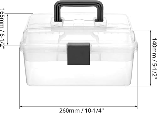 Miniatura 6 de QWORK Caja de almacenamiento vacía transparente de primeros auxilios con bandeja extraíble, estuche de almacenamiento de plástico, organizador