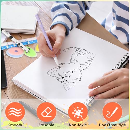 Lwtsrp 12 Stück Radierbare Gelstifte (0,5mm) in Bunt mit 4 Extra Radierer – Tier-Cartoon Design, für Schule & Büro – Perfektes Set für kreatives Schreiben & Korrigieren