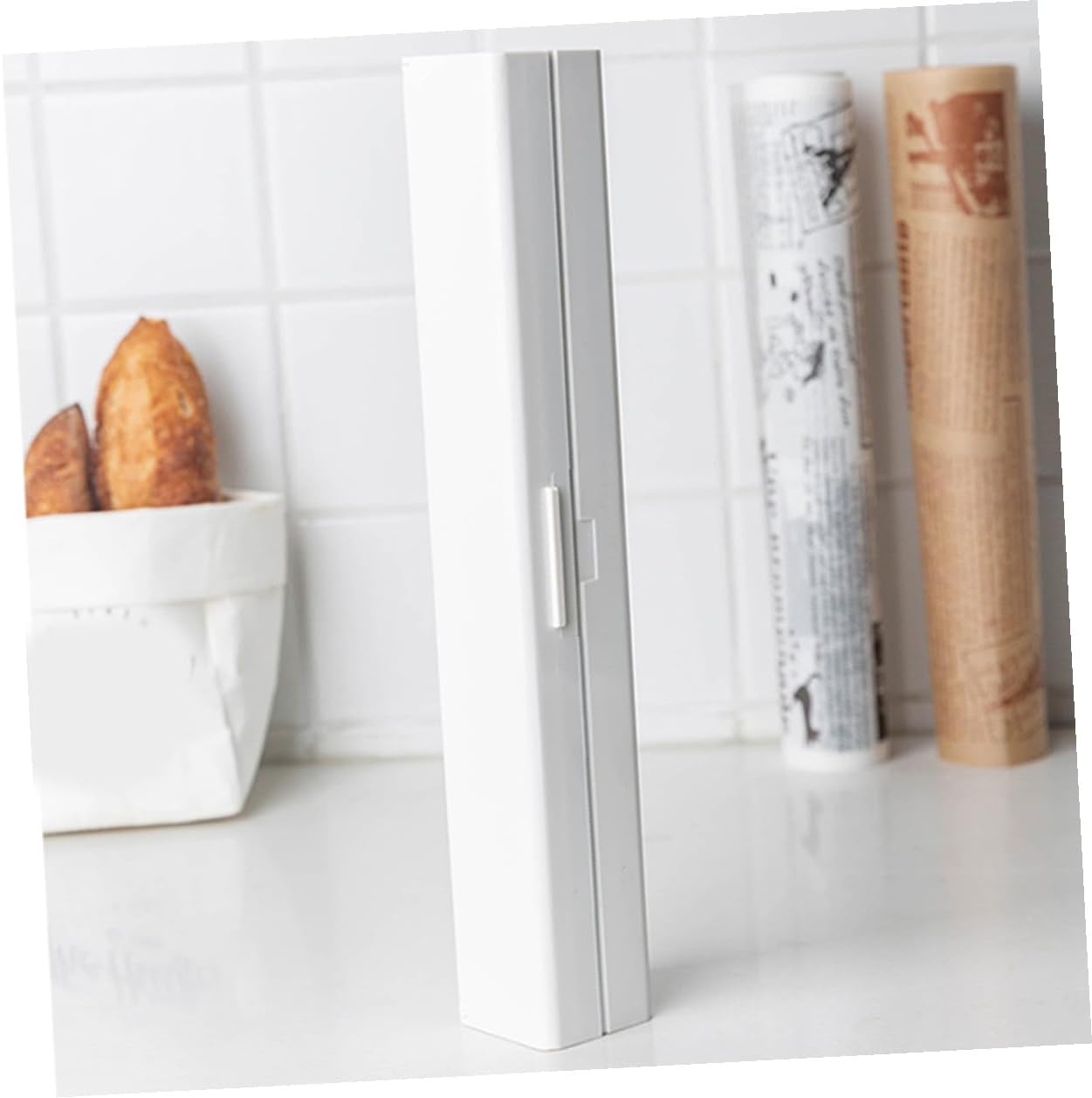 Plastic Wrap Dispenser with Magnetic Attachment for Kitchen Storage White Pp Plastic Wrap Cutting Box with Convenient Cutting Feature Easy to Use for Home