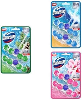Domestos WC Blok 5'li Güç Çam Ferahlığı 110 gr İkili Paket+ Tuvalet Bloğu Manolya100 G+ Okyanus Ferahlığı