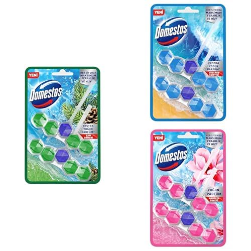 Domestos WC Blok 5'li Güç Çam Ferahlığı 110 gr İkili Paket+ Tuvalet Bloğu Manolya100 G+ Okyanus Ferahlığı