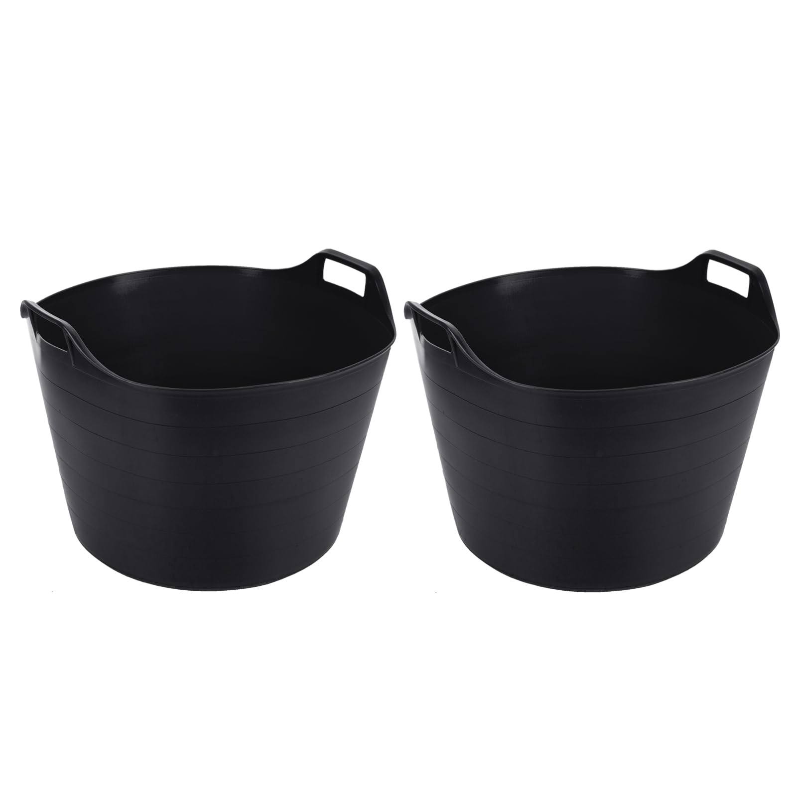 Set of 2-75L Litre Robust Versatile Multipurpose Extra Large Flexi Tub Garden Home Flexible Plastic Storage Container Bucket Flex Tub - MADE IN UK (Black)