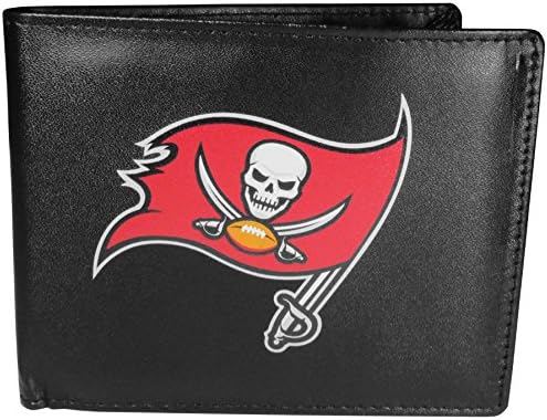 NFL Siskiyou Sports Mens Tampa Bay Buccaneers Bi-fold Leather Wallet Large Logo One Size Black