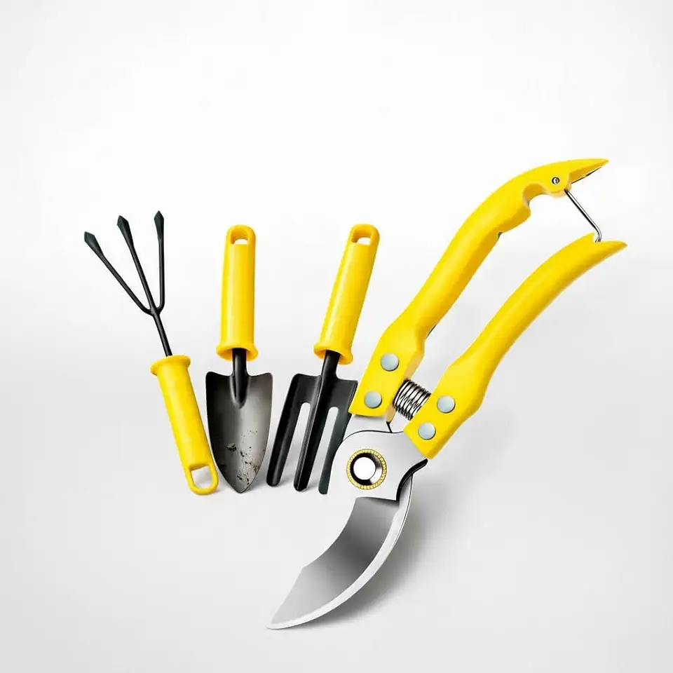 kit jardinagem Tesoura de poda + ferramenta para horta e jardim Pá, garfo e ancinho