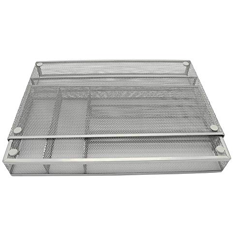 Expandable Mesh Metal Cutlery Tray, 6 Compartments Kitchen Drawer Organizer For Utensil Flatware Dividers Cutlery (Silver, 6 Compartments) #TOP4