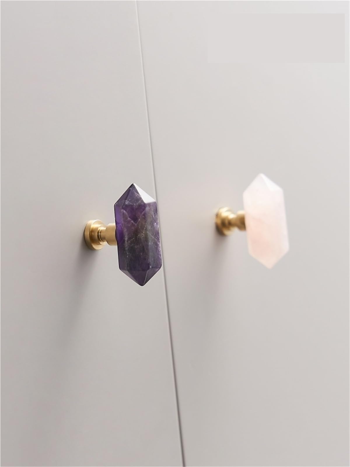 Poignée en pierre de quartz rose bouton de meuble en laiton pour commode