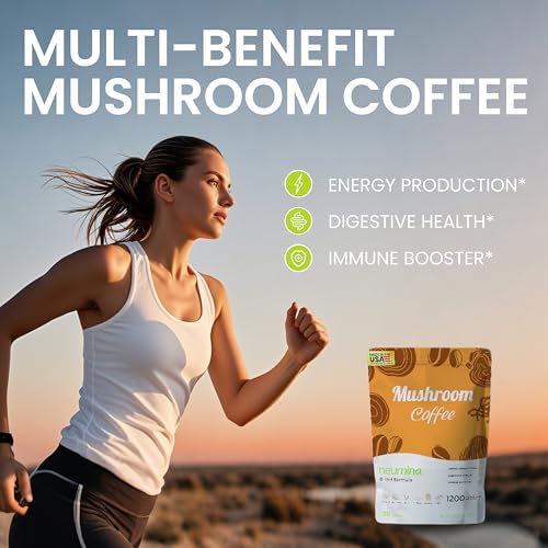 Neumina 6-in-1 Mushroom Coffee, Energy Coffee with 6 Adaptogenic Mushrooms (Cordyceps, Lion's Mane, Reishi, Chaga, Shiitake, Turkey Tail Total 1200mg), Almost30 Servings, 180g — view 5