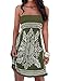 JIER Damen Schulterfrei Sommer Bandeau Strandkleid Flora Muster Bunt Boho Stil Casual Mini Strandkleider Neckholder Cover Ups Kleid ärmelloses Strand Abendkleid (Armeegrün,Medium)
