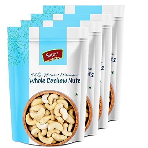 Image of Nutwiz Kaju (Cashew) 800 Grams (200 Grams X 4) for All Ages | High in Protein and Boosts Energy and Build Immunity | Healthy Nutritious Cashew Nut | Delicious Vegan & Crunchy Kaju Nut for Cooking and Raw Eating