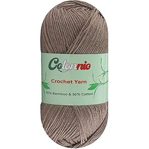 Crochet Knitting Yarn Bamboo Cotton Superfine Fingering Weight 8 Skeins Cotonnio Sunny Cat Premium Brand (Mink Grey) #TOP1