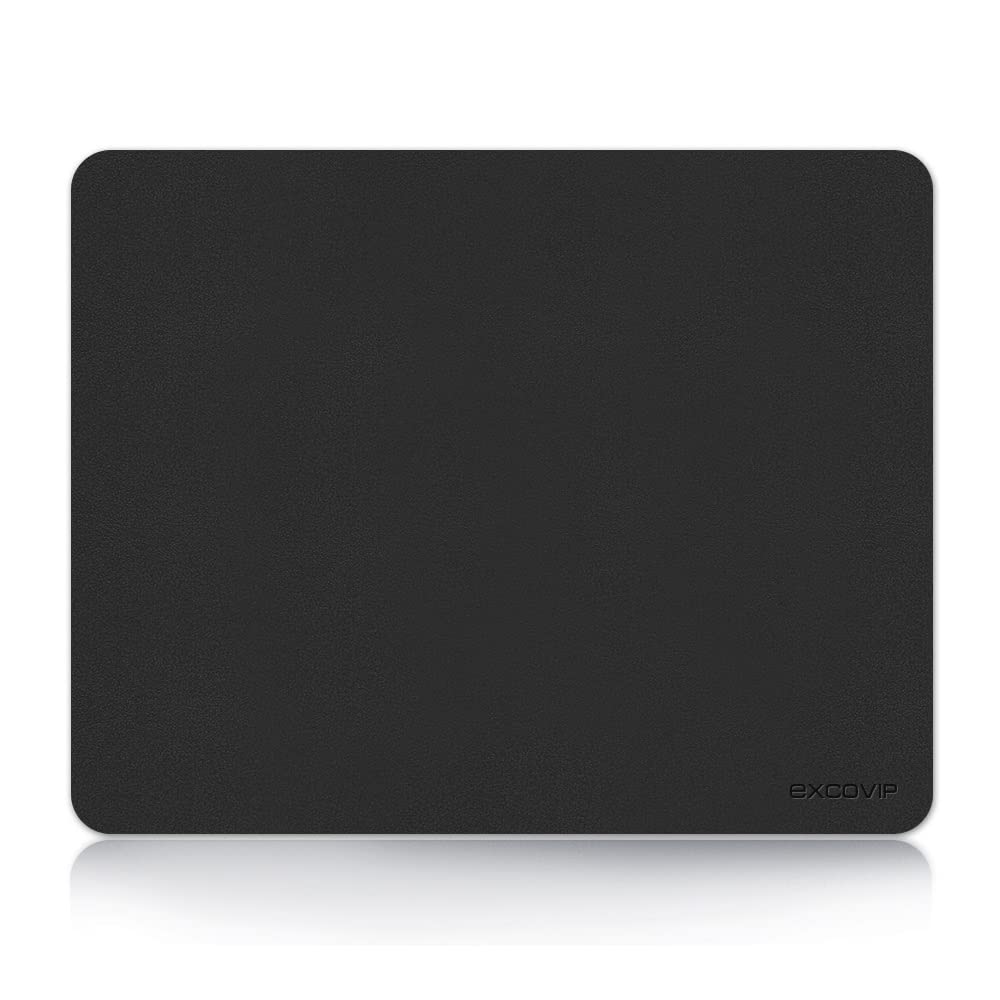EXCOVIP Mouse Pad, Non-Slip PU Leather Desk Pad Waterproof Desk Pad Protector, Desk Writing Mat for Office Home, Small Size（Black）