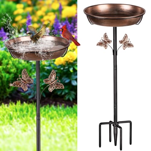 HoLarXuQ 35In Metal Bird Bath for Outside,Freestanding Birdbath & Birdfeeder with 12" Removable Bowl,Bird Baths for Outdoors Garden Patio Yard Lawn Decor,Heavy Duty 5-Prong Stable Base, Easy to Clean by HoLarXuQ - Used condition - US$16.55