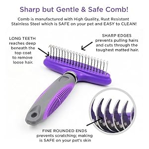Hertzko Long Rounded Blade Undercoat Dematting Comb for Cats and Dogs - Hertzko Dog Brush, Pet Brush Hertzko Long Rounded Blade Undercoat Dematting Comb for Cats and Dogs – Hertzko Dog Brush, Pet Brush