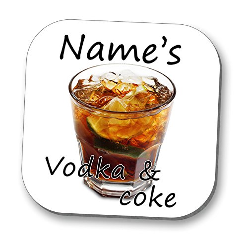 Personalised High Gloss Drinks Coaster Vodka and Coke
