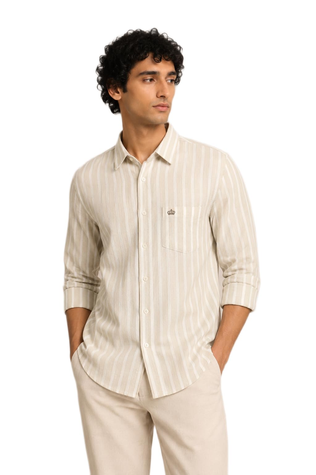 Men's Linen Khadi Striped Shirt | Breathable Full Sleeve Casual Button-Down | Regular Fit Soft Textured Linen Shirt (_)-image-38