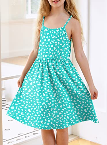 Toddler Girls Sleeveless Dress Summer Casual Floral Boho Swing Beach Holiday Dress 6-12T Aqua Green #TOP6