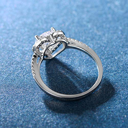 18K White Gold Plated Heart Cubic Zirconia Rings For Women Wedding Promise Engagement Size 9 #TOP3