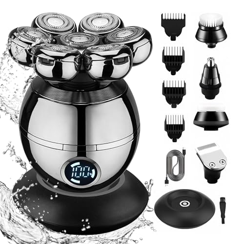 HyAdierTech Rasoir Electriques Hommes Cheveux, 5 en 1 Rasoirs à Têtes Rotatives Homme 7D Rasoir...