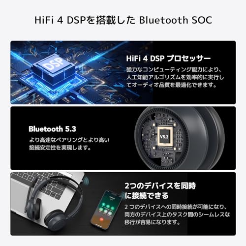 Nuroum ワイヤレス Bluetooth ヘッドセット両耳 業務用 USBアダプタ付属 ノイズキャンセリングマイク搭載 Web会議用 無線ヘッドセット 45時間連続使用 ミュートボタン 音量調整 コールセンター/運転手用 クリアな通話 パソコン/タブレット/スマホ対応 USB接続可 在宅勤務 軽量 快適 ブラックHP31DU