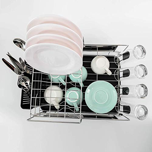 Dish Drying Rack: Rorence 2 Tier Dish Rack Stainless Steel with Removable Top Shelf, Utensil Holder & Drain Board - Thumbnail 5