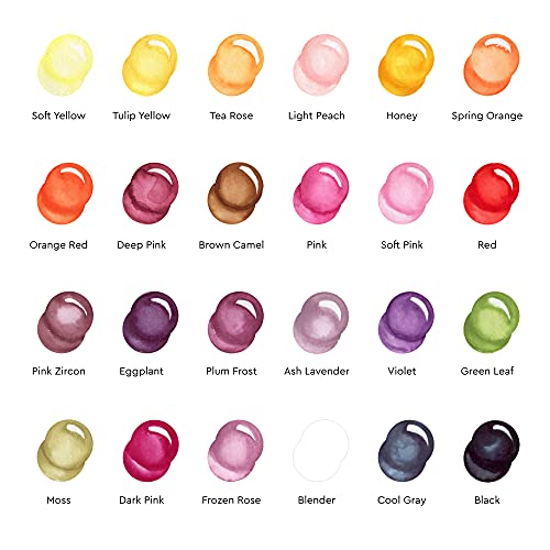 Sketchmarker Aqua Watercolor Markers, 24 Colors Citrus Set, Brush Pens For Coloring, Dual-Tipped Water Color Marker For Calligraphy, Hand Lettering, Drawing Art Supplies, Pro Marker For Artists #TOP1