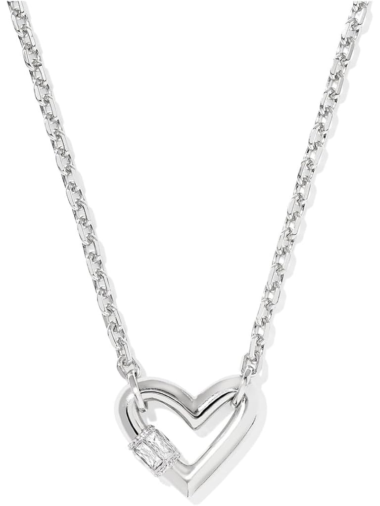 Silver Kendra Scott Emery Heart Short Pendant Necklace