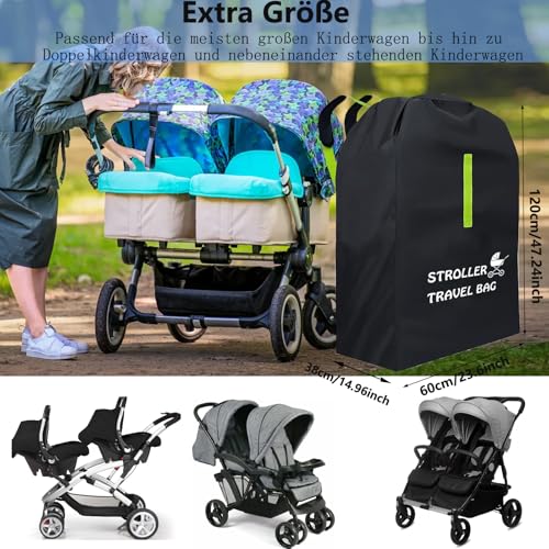 lelewangluo Transporttasche Kinderwagen, Robuste Gate Check Reisetasche Wasserdicht Kinderwagen Abdeckung Schutzhülle Stroller Bag Flugzeug Buggy Tasche mit Schultergurt