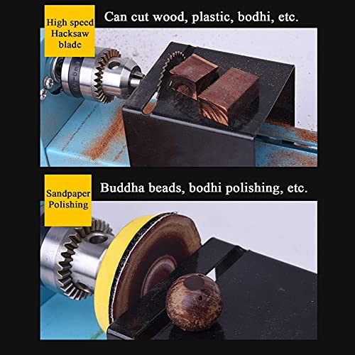 Mini Lathe Beads Polisher Machine, DC 12-24V 150W DIY Portable Woodworking Grinding Polishing Beads Drill Rotary Tool Set Standard 7 Speed for Table Engraving Grinding Wood Stone Glass - Image 6