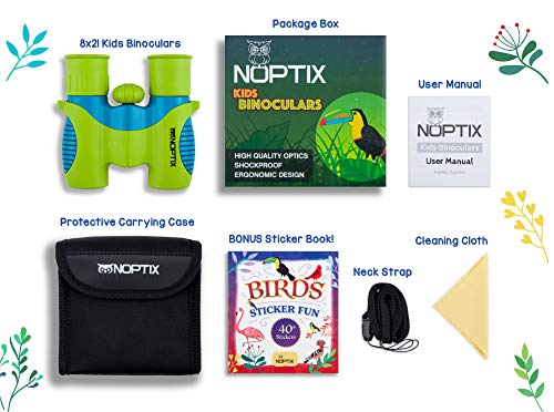 image for Noptix Binoculars for Kids, Girls or Boys Real Kids Binoculars in Vibr