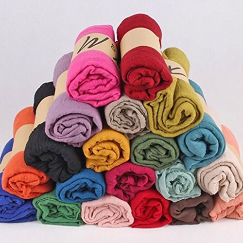 Women Solid Color Long Scarf Wrap Vintage Cotton Linen Large Shawl Hijab Elegant Light Coffee2