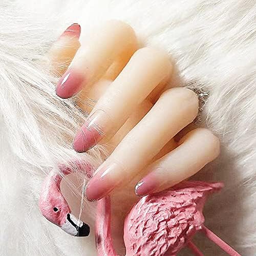 返品送料無料 24 個ピンク グラデーション ネイル ゴールデン フラッシュ マニキュア クリア チップ ネイルシップで女の子のための Diy ショート