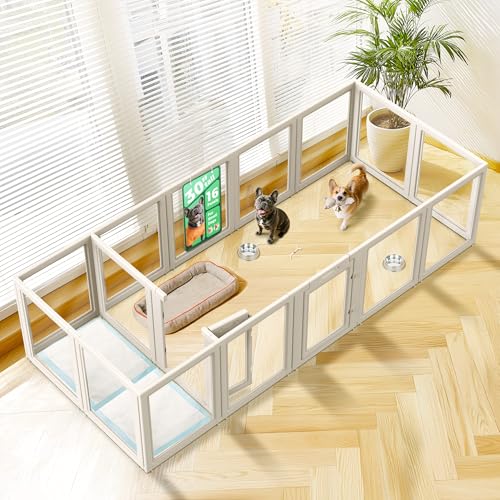 Image of FXW AuraSpace Acrylic Indoor Dog Playpen for Small and Medium Dogs, 30 Inch, 16 Panels, White