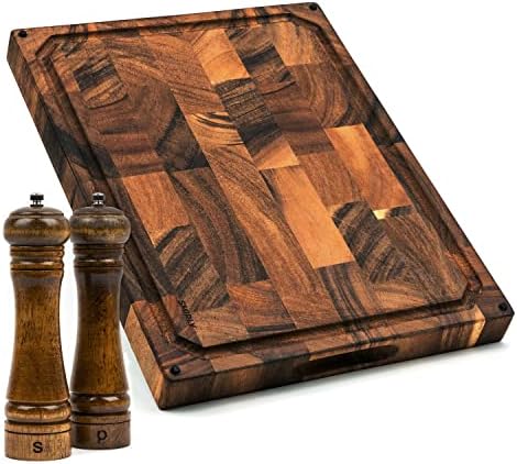 SMIRLY Butcher Block Cutting Board: Large Wood Cutting Board for Kitchen, Large Wooden Cutting Board, Extra Large Cutting Board Wood Chopping Block, Walnut Cutting Board Large, End Grain Cutting Board