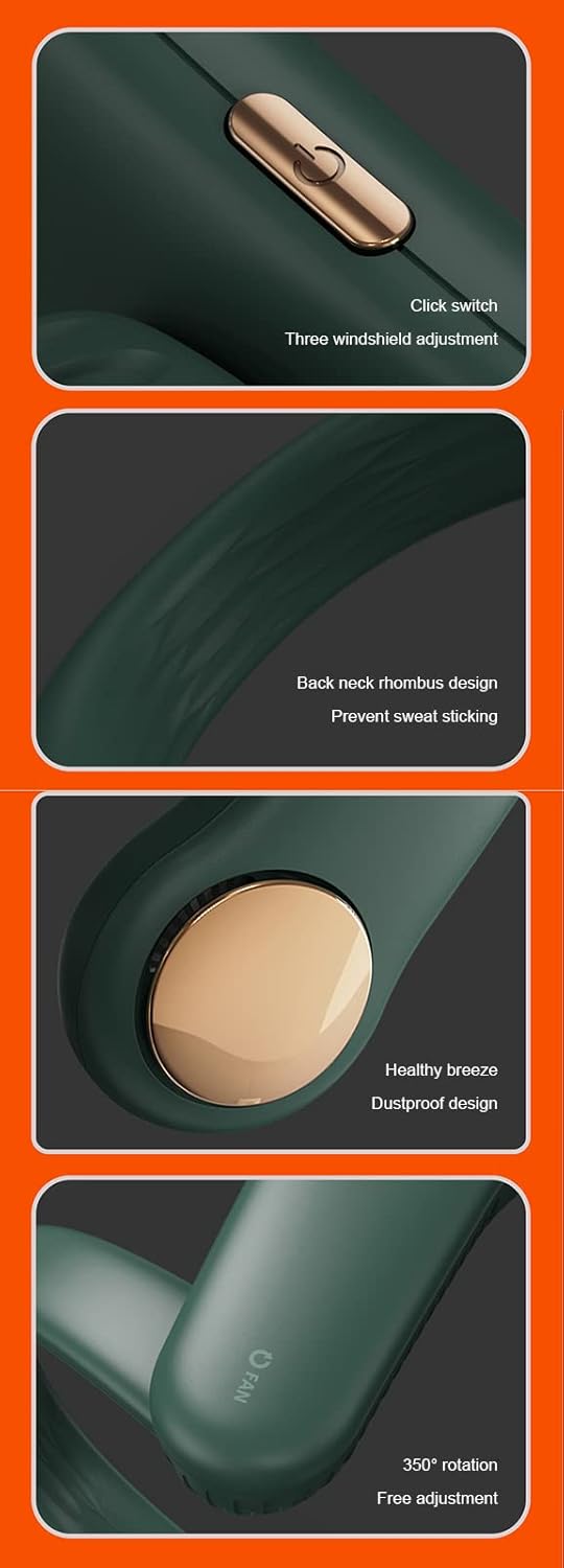 Portable Neck Fan, Hands Free Bladeless Fan,Super Quiet, 3 Speeds, 2400Mah Personal Wearable Neck Fan, USB Powered Neck Fan for Outdoor Indoor,White