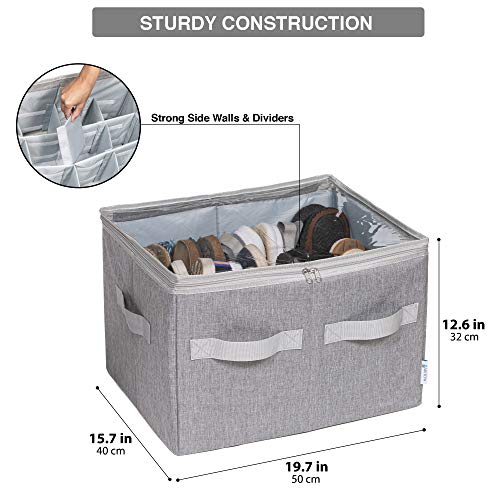 Moteph Shoe Organizer Closet Storage Solution With Clear Cover & Adjustable Dividers For Shoes, Handbags, Blankets, Linen, Clothing (Grey, Medium - 16 Pairs) #TOP4