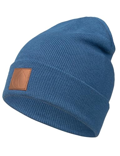 Occulto Leatherpatch Winter Mütze Beanie Navy