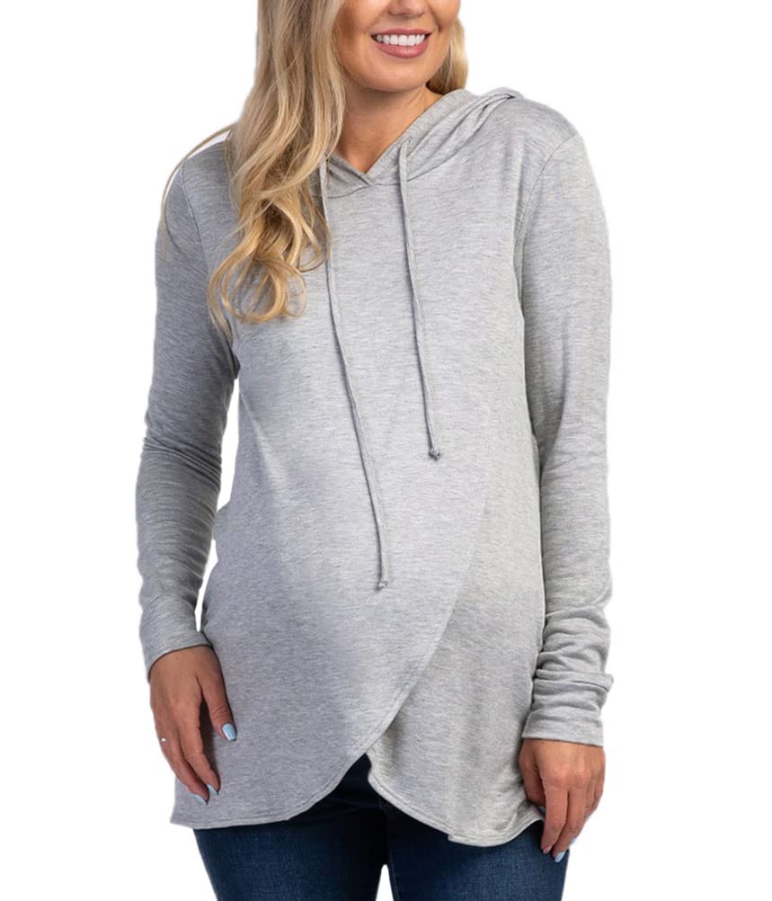 Huixin para Amamantar Sudaderas con Capucha Embarazadas Mujer Basicas Manga Larga Lactancia Tops Encapuchado 2in1 Maternidad Jersey Lactancia