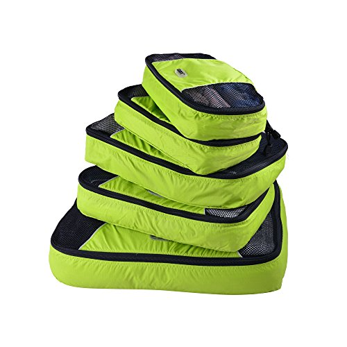 GOX Ultra Light 5 piece Packing Cubes Travel Luggage Organizer 1 Large 2 Medium 2 Small