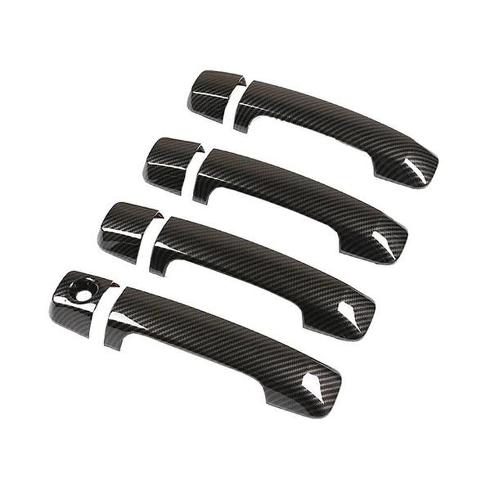 SXQPOCAR Carbon Fiber Outer Door Handle Cover Trim for Tundra XK50 2007~2021 Car Protective Styling Accessories Stickers 2019 2020 Replacement Parts(4Handle 1 Keyhole)