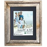 BarnwoodUSA 16X20 Inch Signature Picture Frame Matted for 11X14 Inch Photos- 100% Reclaimed Wood, Bl
