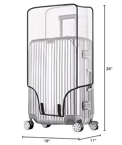 Tangaburu Clear Suitcase Cover - 20 24 26 28 30 Inch Waterproof PVC Suitcase Cover - Transparent Travel Suitcase Wrap - Protective Cover Case for Wheeled Luggage (28-Inch)