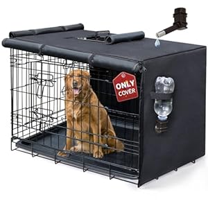 DONORO Dog Crate Cover, Waterprooft Pet Kennel Cover 600D Heavy Duty Dog Cage Cover Universal Fit for Most Wire Pet Crates (Black, 36.0″ L x 23.0″ W x 25.0″ H)